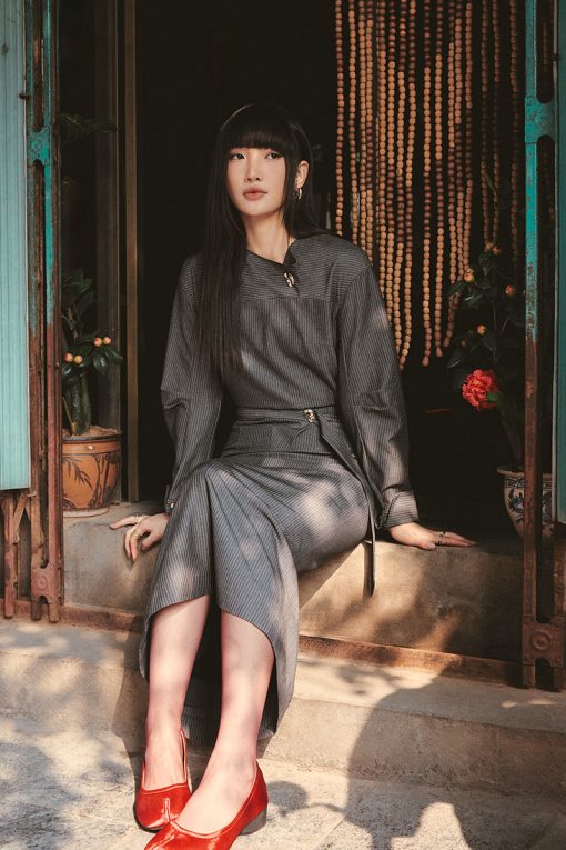 Sơ mi DT can tay xếp ly