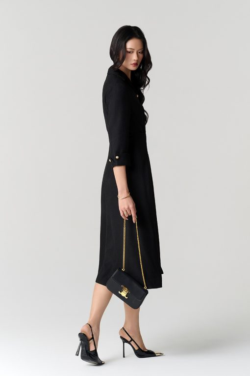 Đầm xoè lơ vê tay đai eo dây đôi