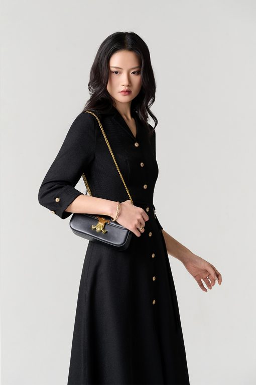 Đầm xoè lơ vê tay đai eo dây đôi