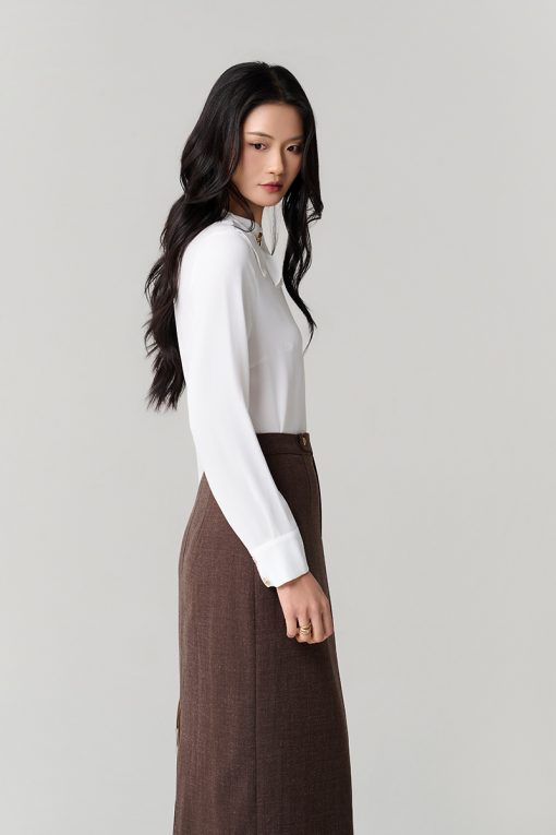 Sơ mi DT cổ thuyền lệch bèo ngực