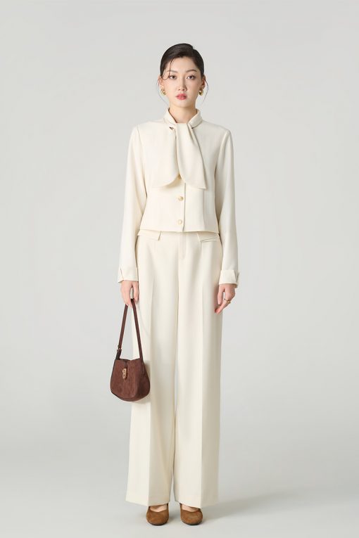 Áo kiểu DT croptop cổ vắt nơ