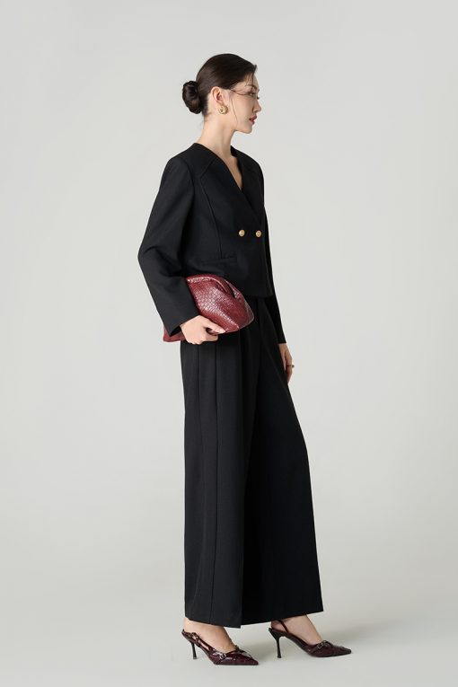 Quần suông can dọc thân cạp đè bong