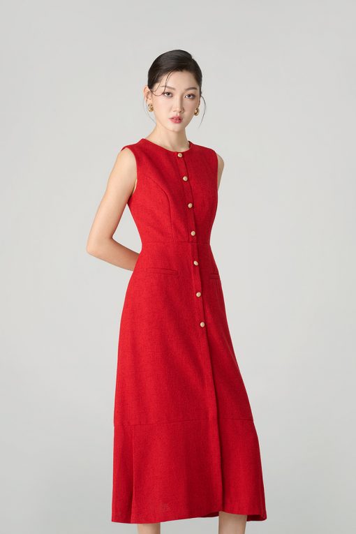 Đầm tweed xoè SN, nẹp giả TT