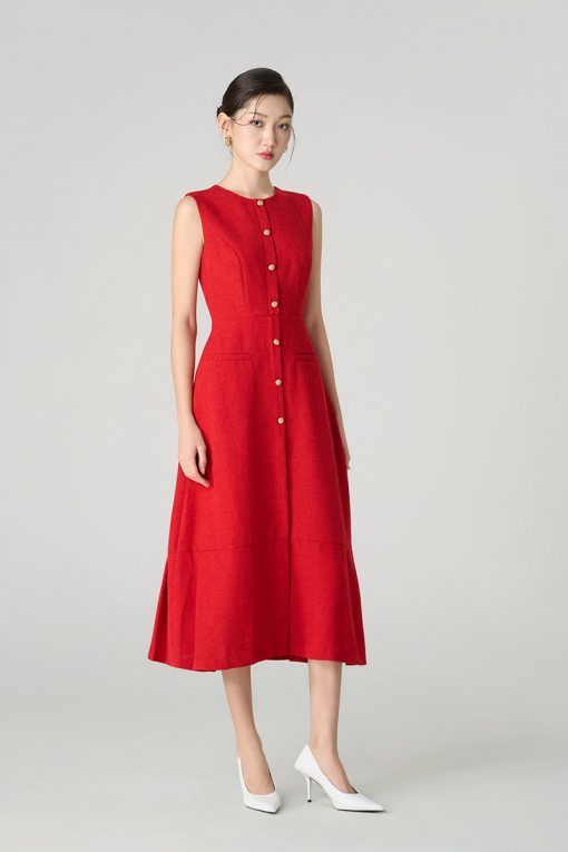 Đầm tweed xoè SN, nẹp giả TT