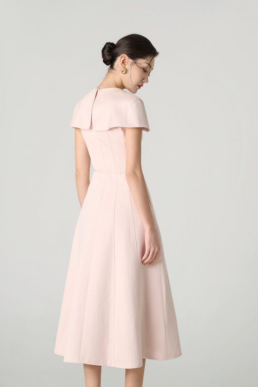 Đầm xoè tay cape can diễu thân kèm dây