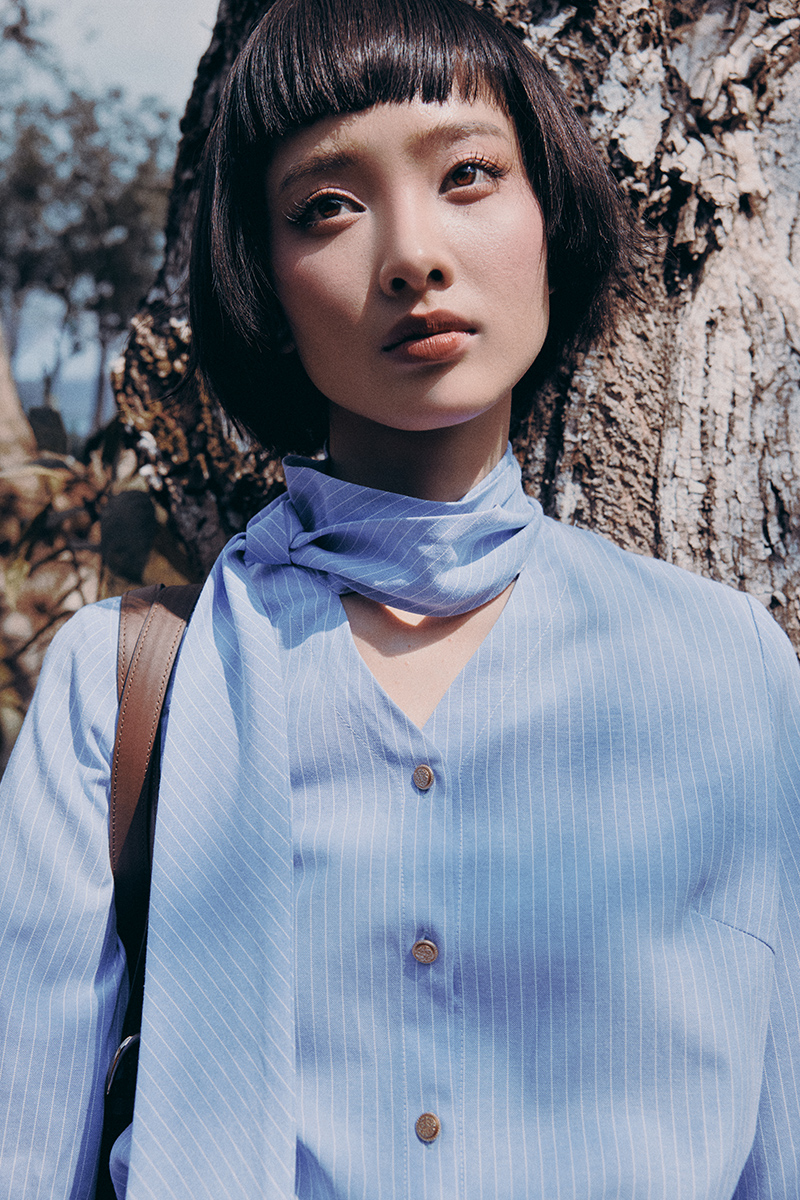 Sơ mi DT cổ V buộc nơ