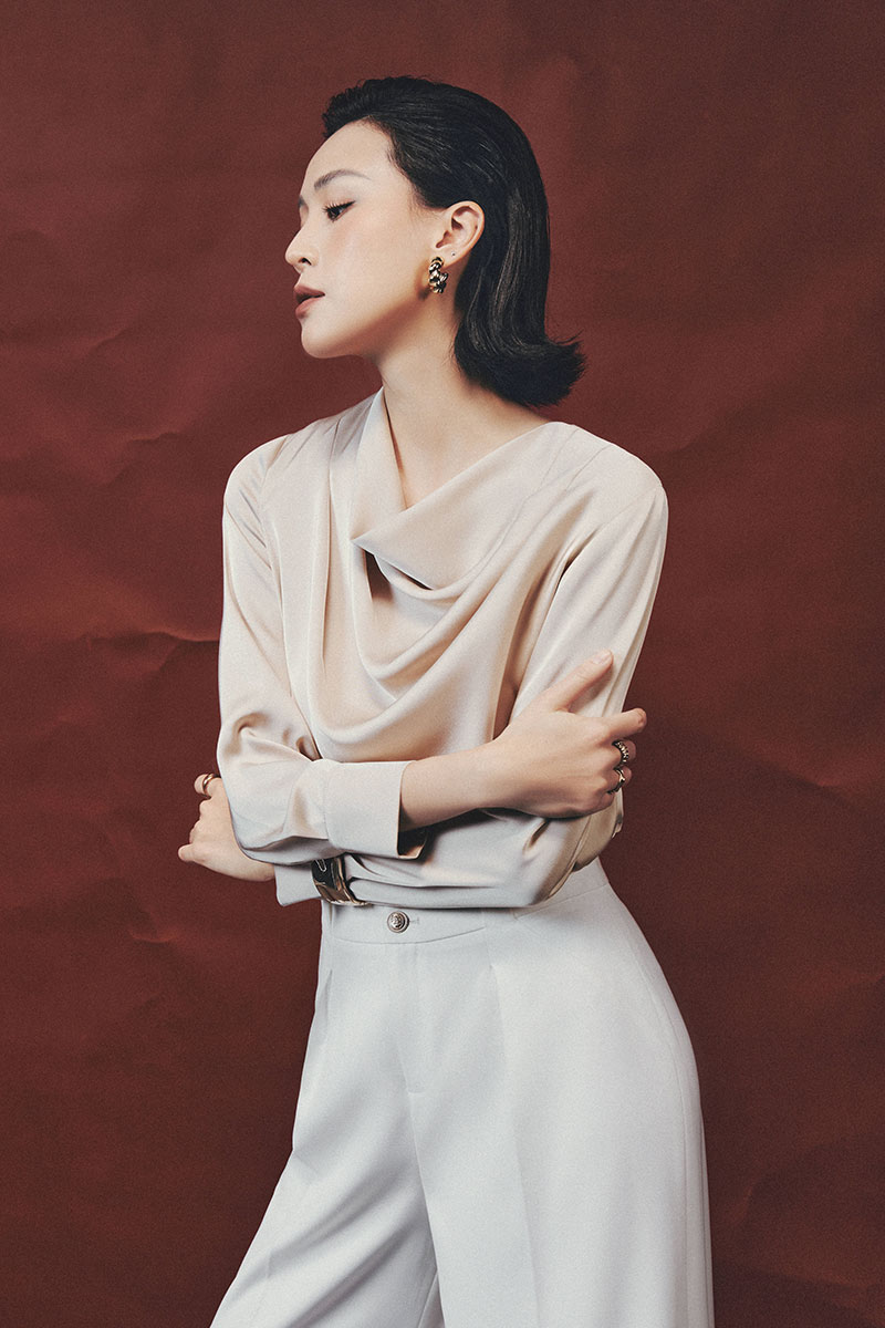 Sơ mi DT cổ đổ vai xếp ly