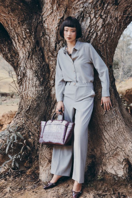 Quần suông kẻ cạp quai nhê