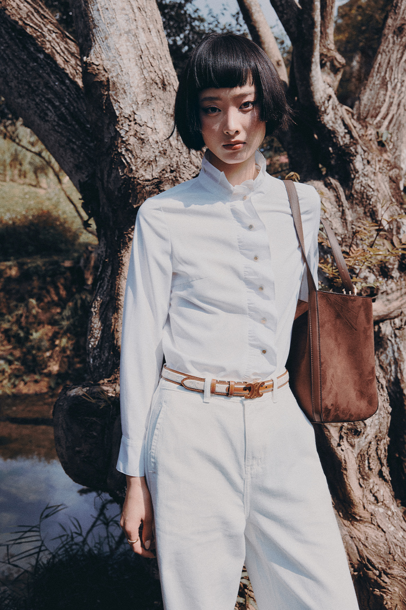 Sơ mi DT nẹp bèo cách điệu