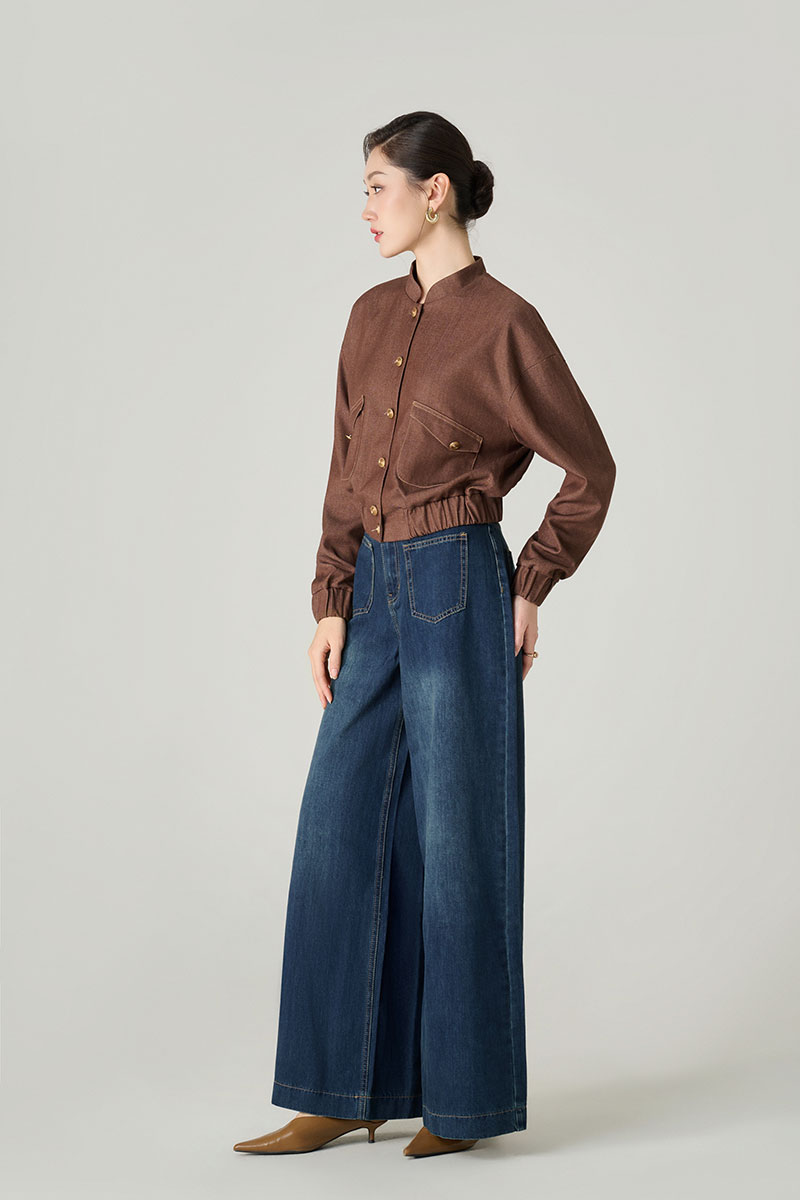 Áo khoác dáng ngắn gấu bo chun