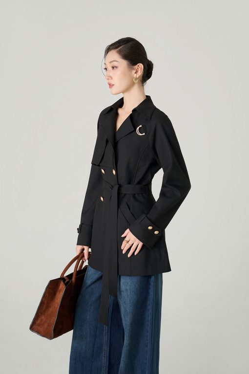 Áo khoác lửng tay raglan kẹp D kèm đai