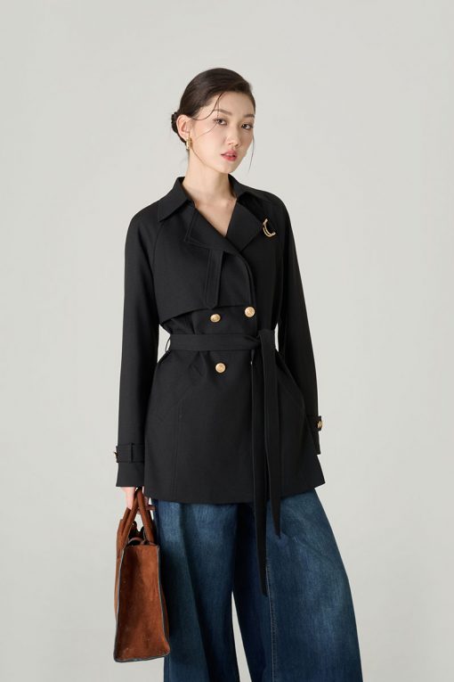 Áo khoác lửng tay raglan kẹp D kèm đai