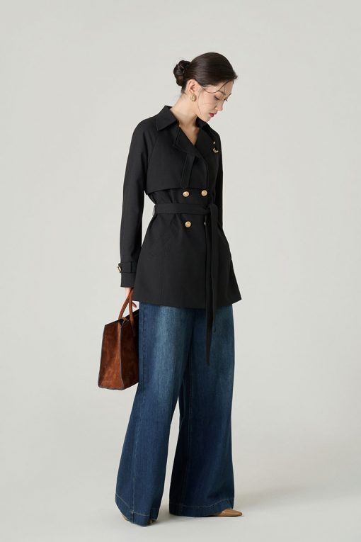 Áo khoác lửng tay raglan kẹp D kèm đai