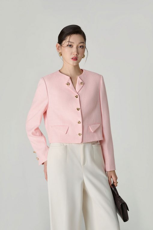 Áo khoác tweed croptop cổ bẻ lật