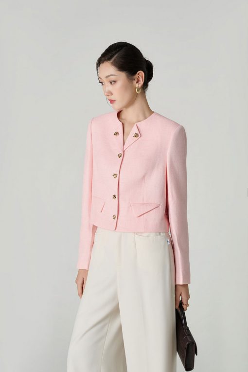 Áo khoác tweed croptop cổ bẻ lật