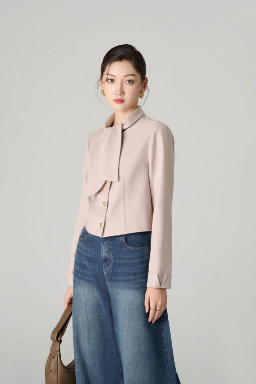 Áo kiểu DT croptop cổ vắt nơ