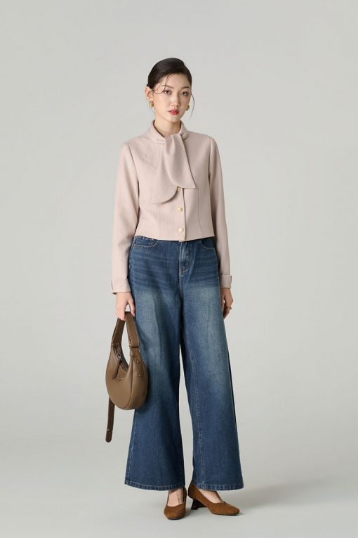 Áo kiểu DT croptop cổ vắt nơ