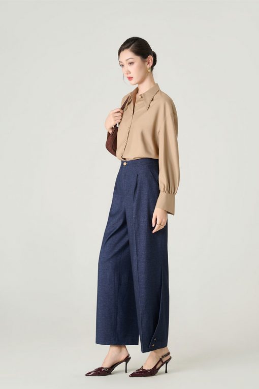 Quần gaucho gấu lật đính cúc