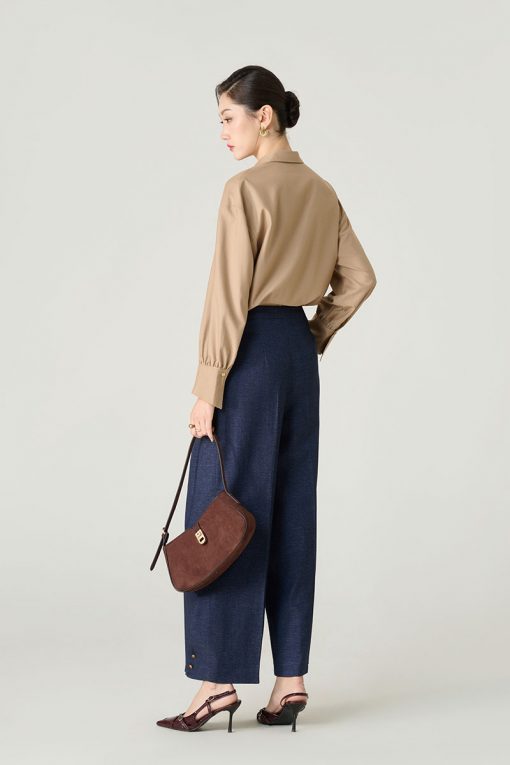 Quần gaucho gấu lật đính cúc