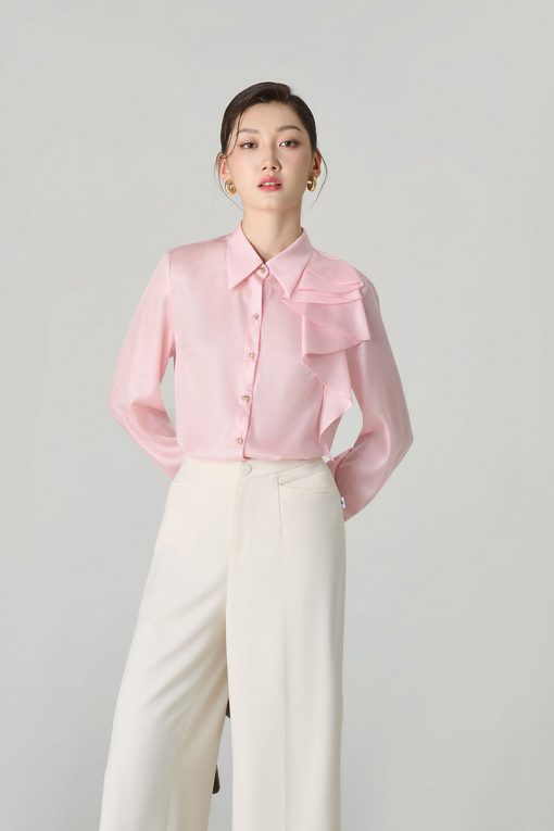 Sơ mi DT cổ kẹp bèo măng sét bấu mí