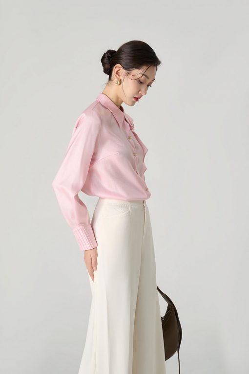 Sơ mi DT cổ kẹp bèo măng sét bấu mí