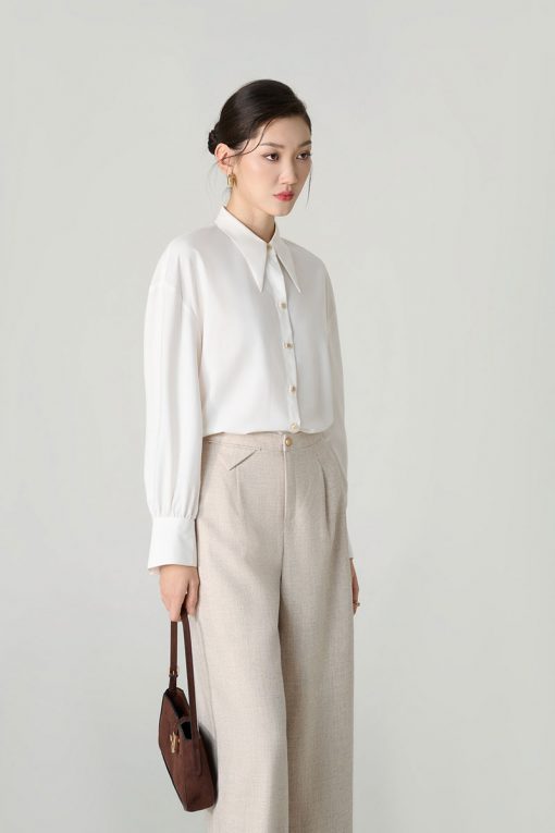 Sơ mi DT vai rơi măng sét loe điệu